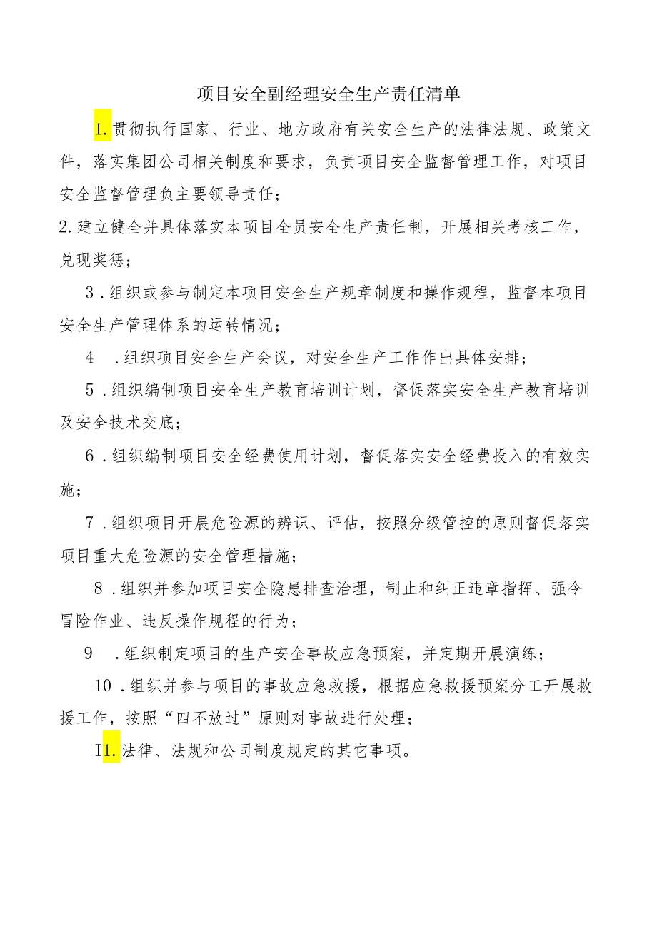 项目安全副经理安全生产责任清单.docx_第1页