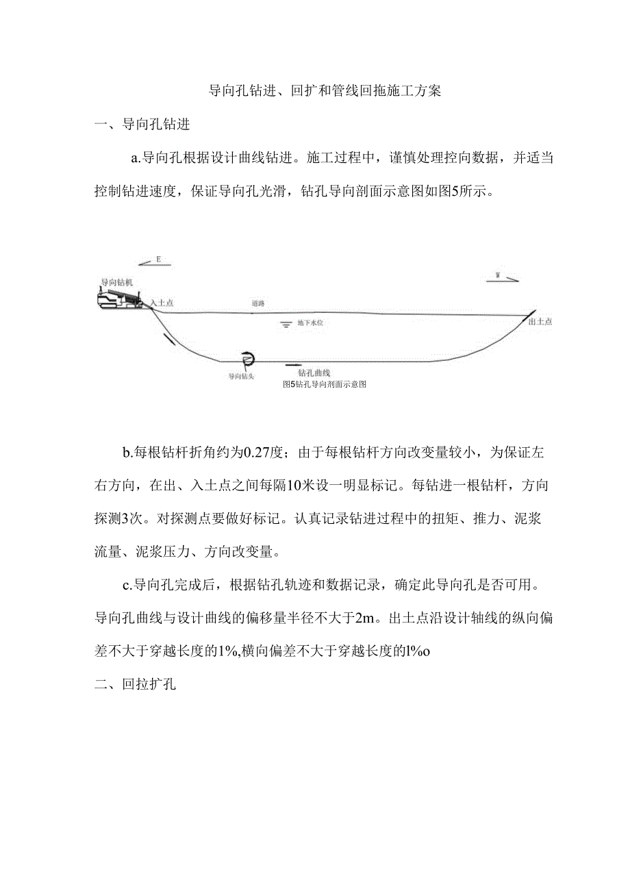 导向孔钻进、回扩和管线回拖施工方案.docx_第1页