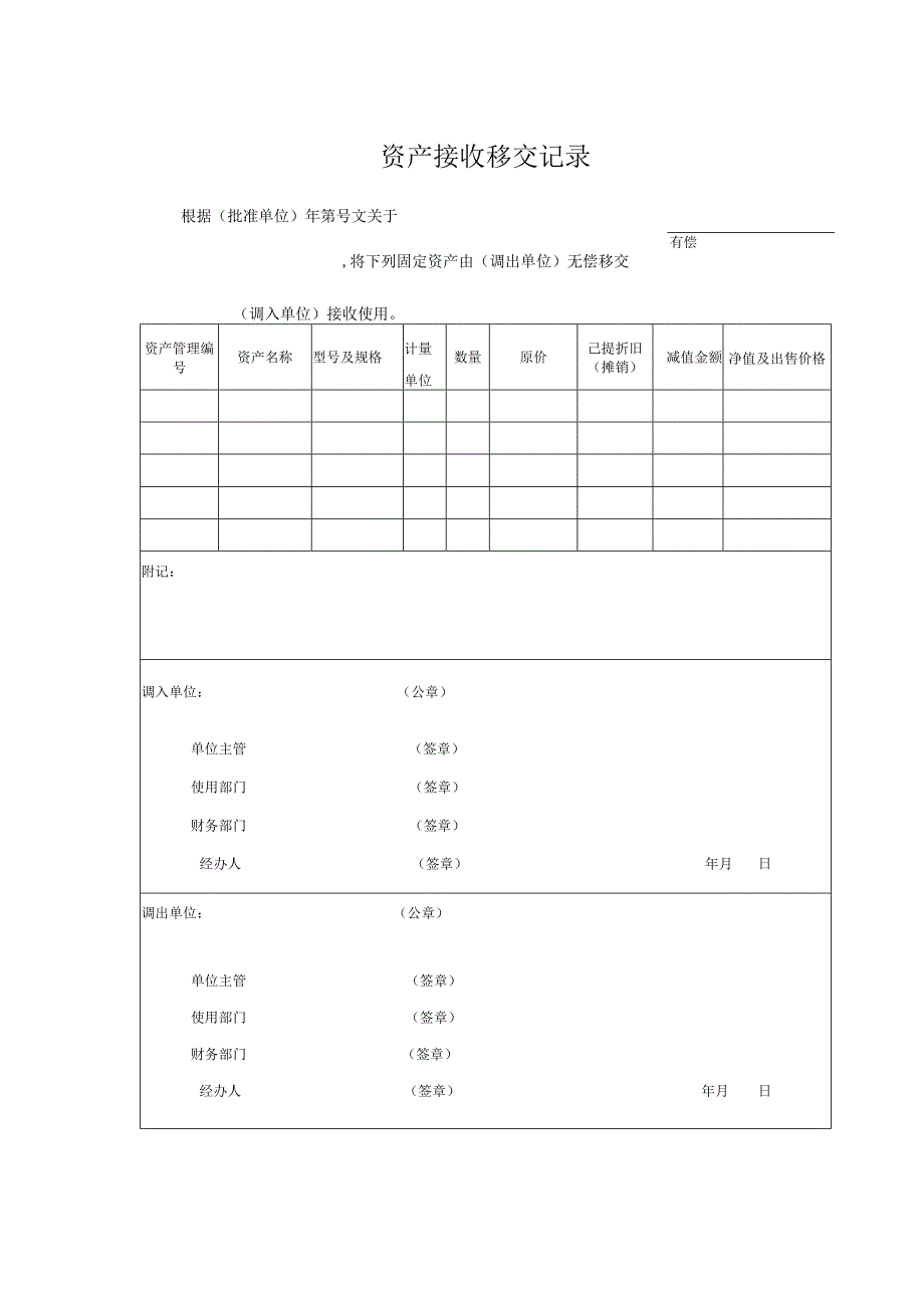 资产接收移交记录.docx_第1页