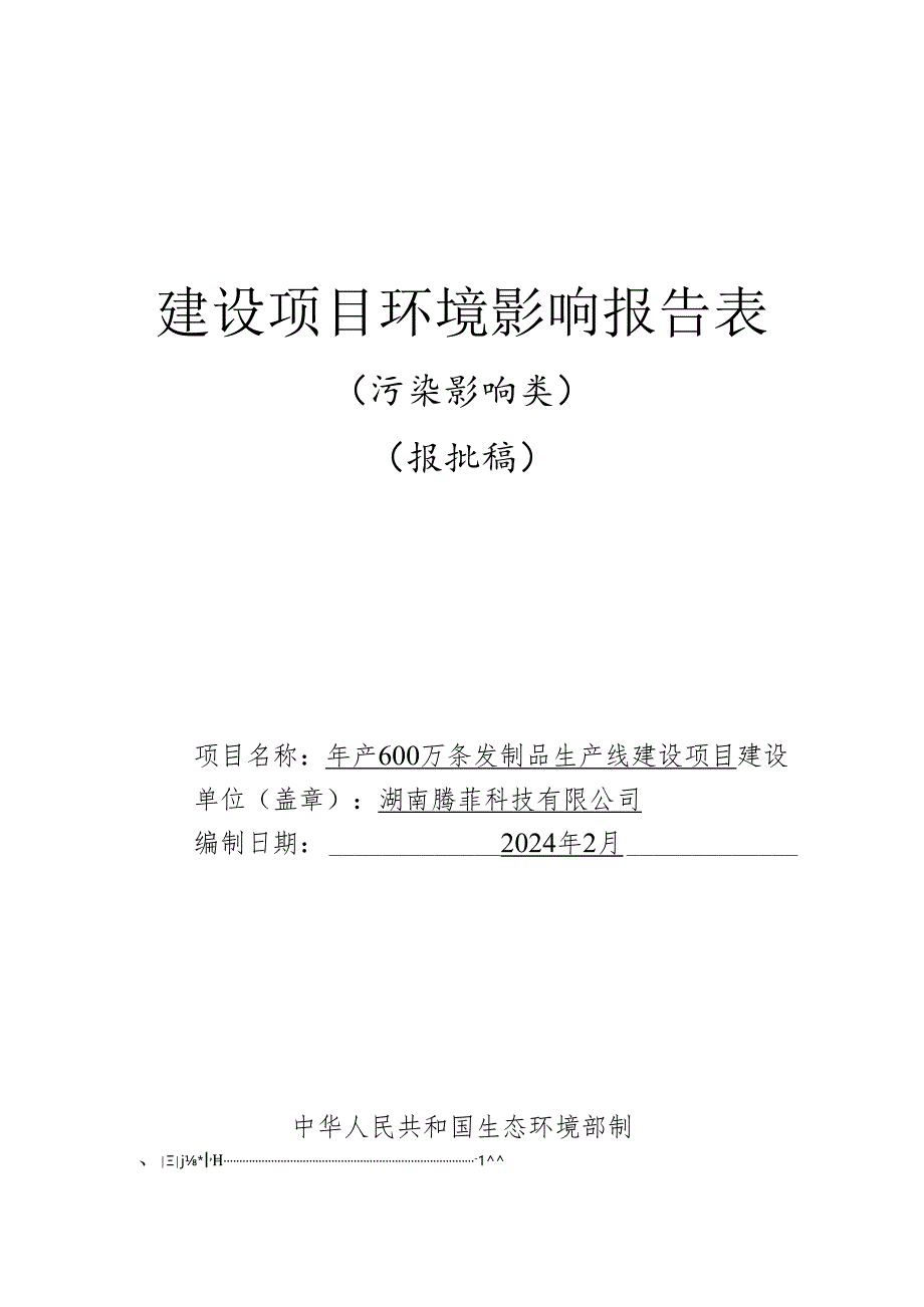 年产600万条发制品生产线建设项目环评表.docx_第1页