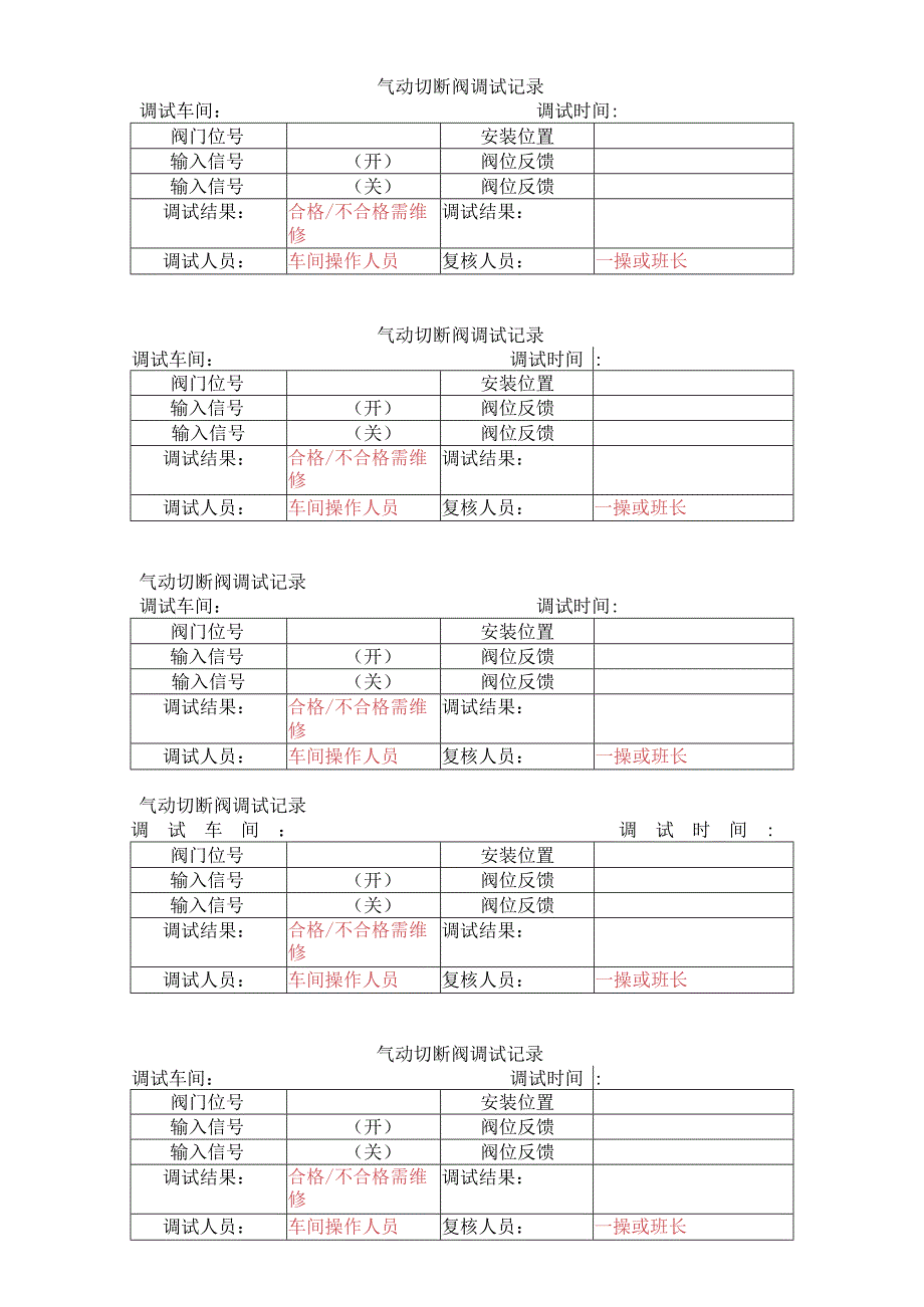 气动阀门单机调试记录.docx_第2页