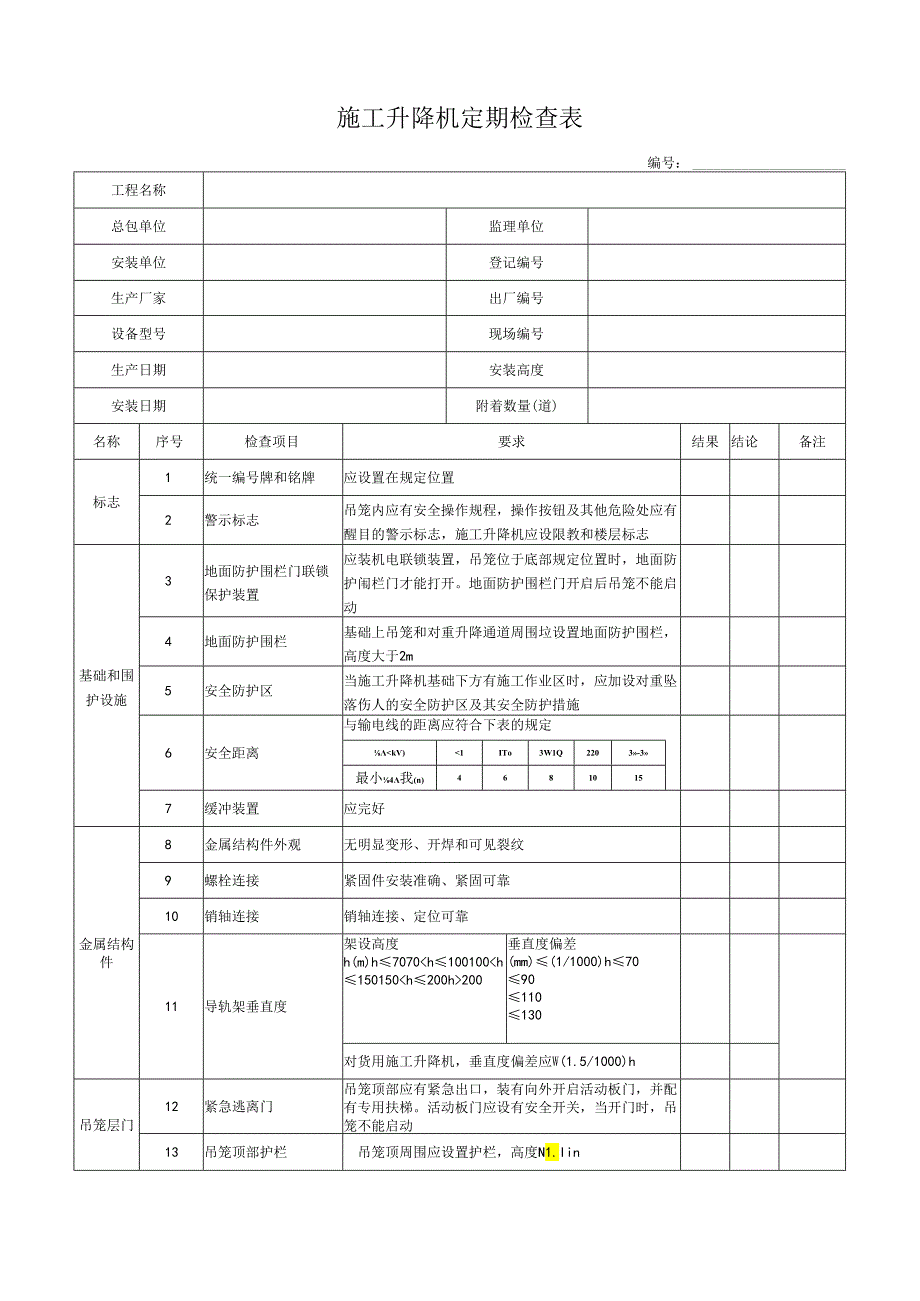 施工升降机定期检查表.docx_第1页