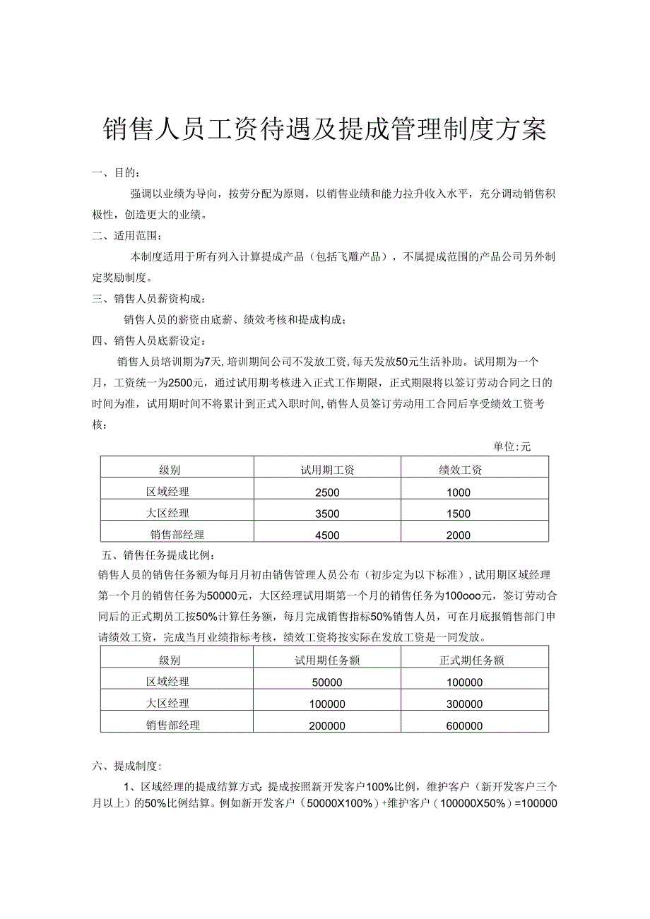 销售人员薪酬激励管理方案5篇.docx_第1页