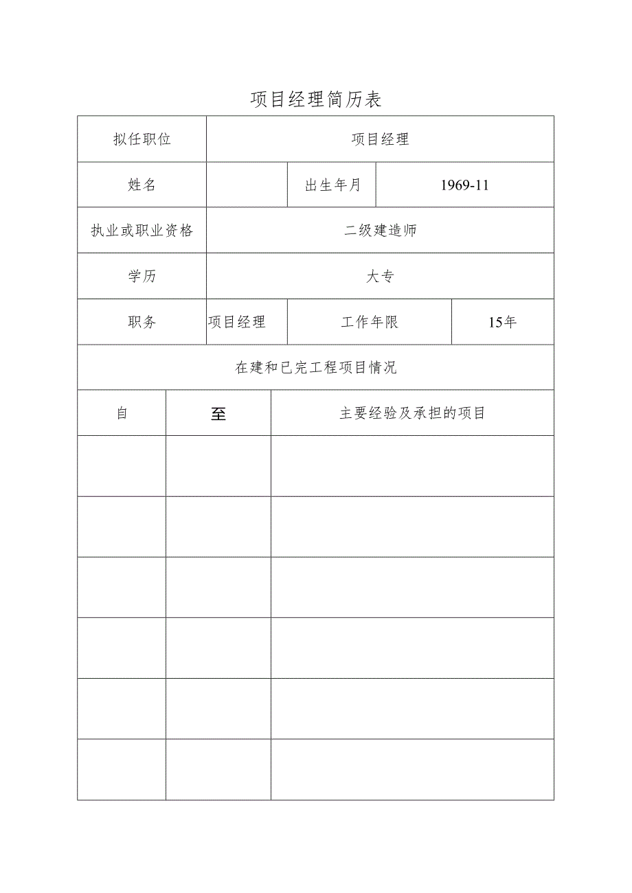 项目经理简历表.docx_第1页