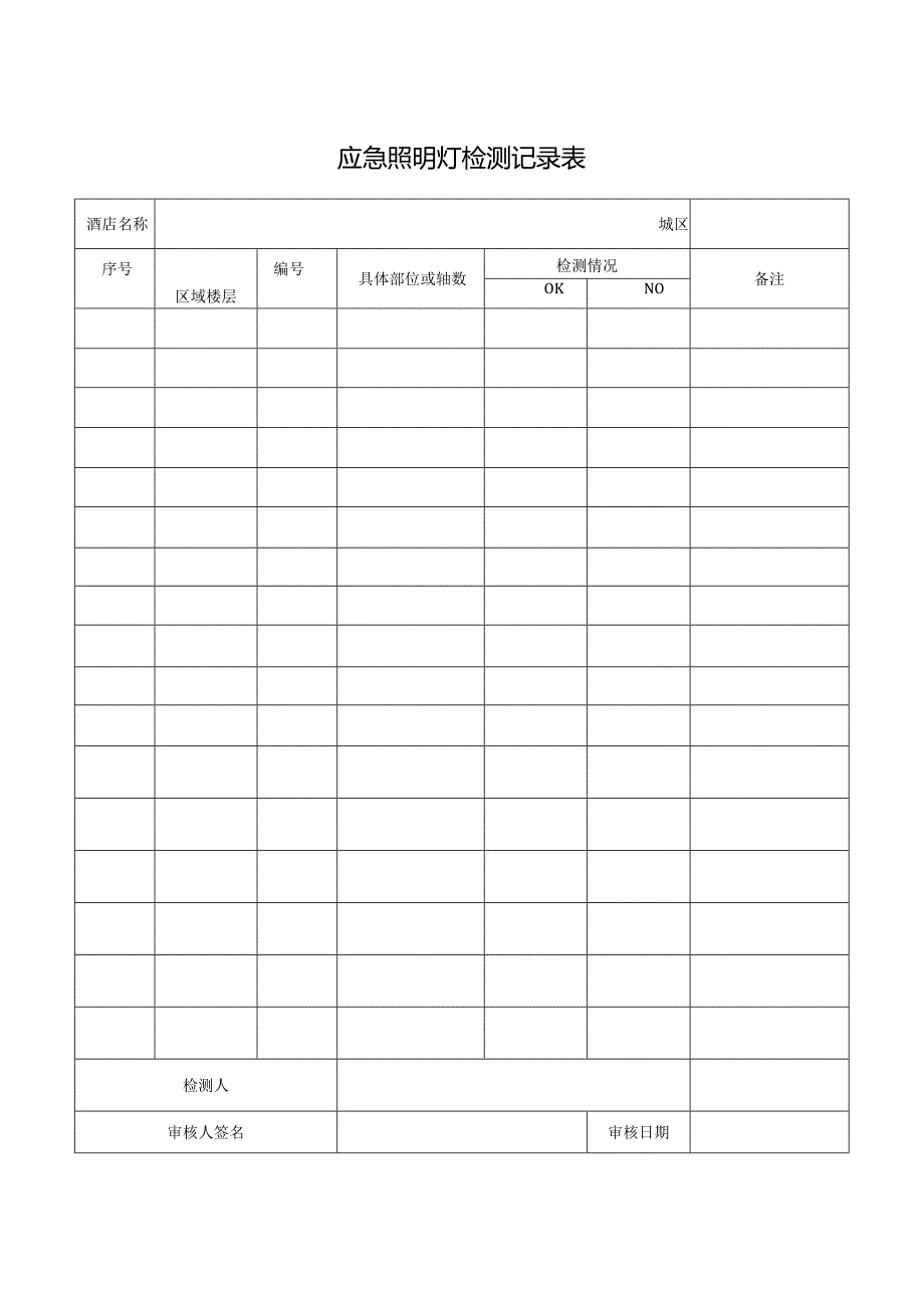 应急照明灯检测记录表.docx_第1页