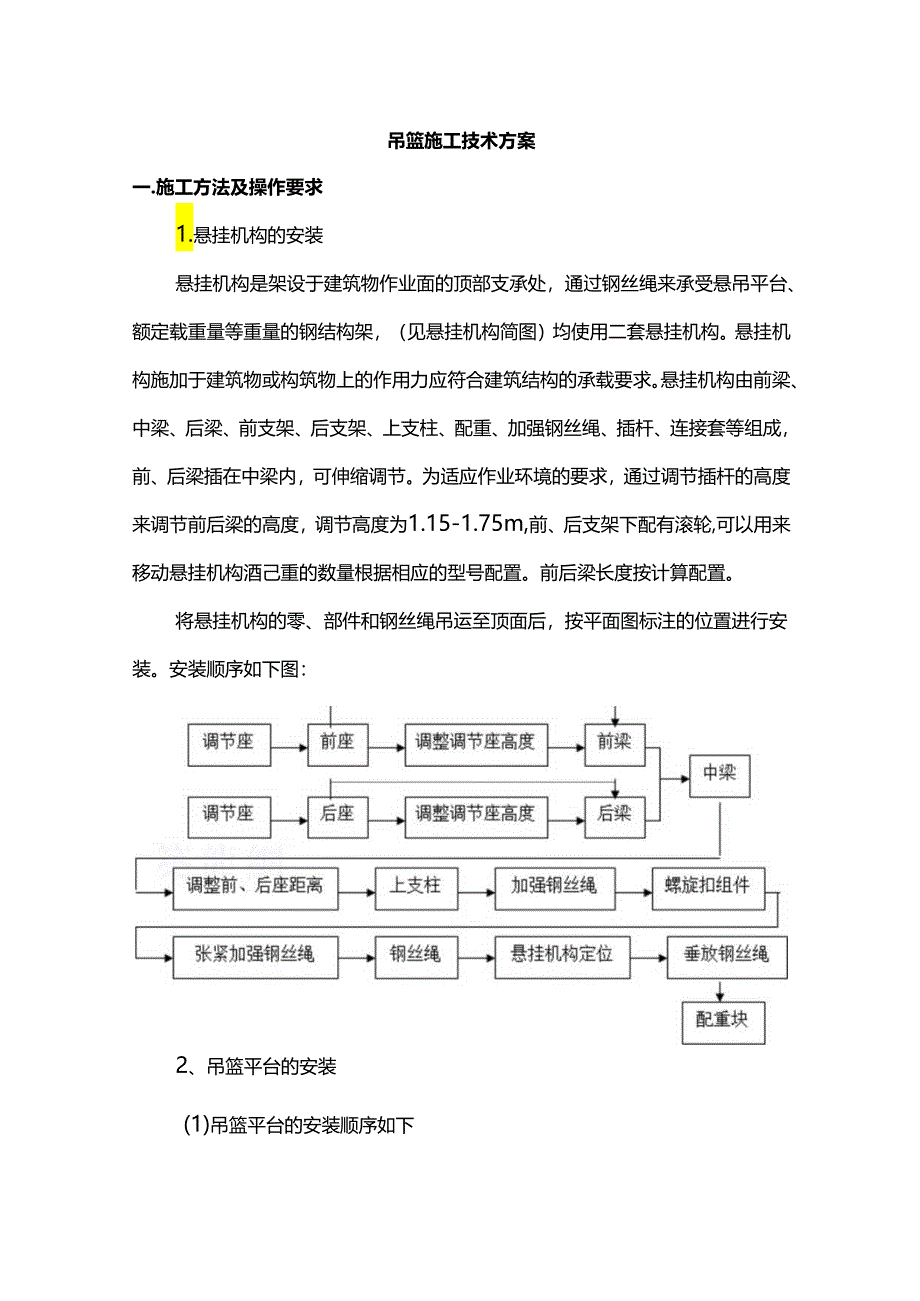 吊篮施工技术方案.docx_第1页