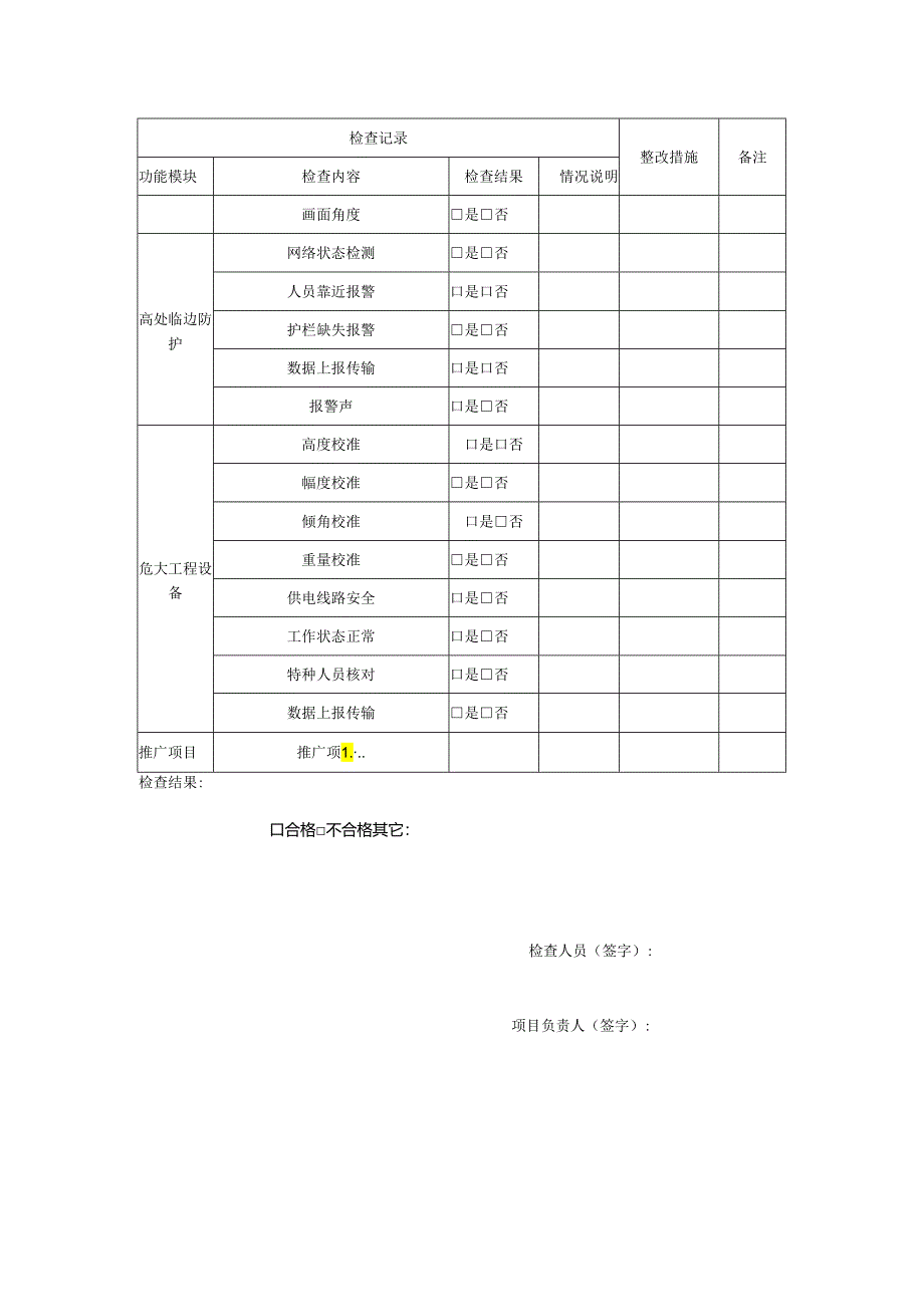 智慧工地系统功能模块运行状态检查表模板.docx_第2页