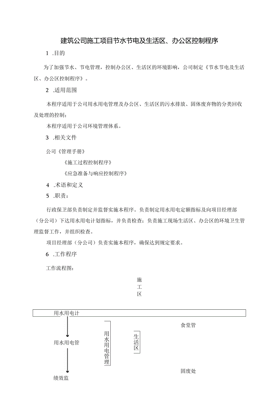 建筑公司施工项目节水节电及生活区、办公区控制程序.docx_第1页