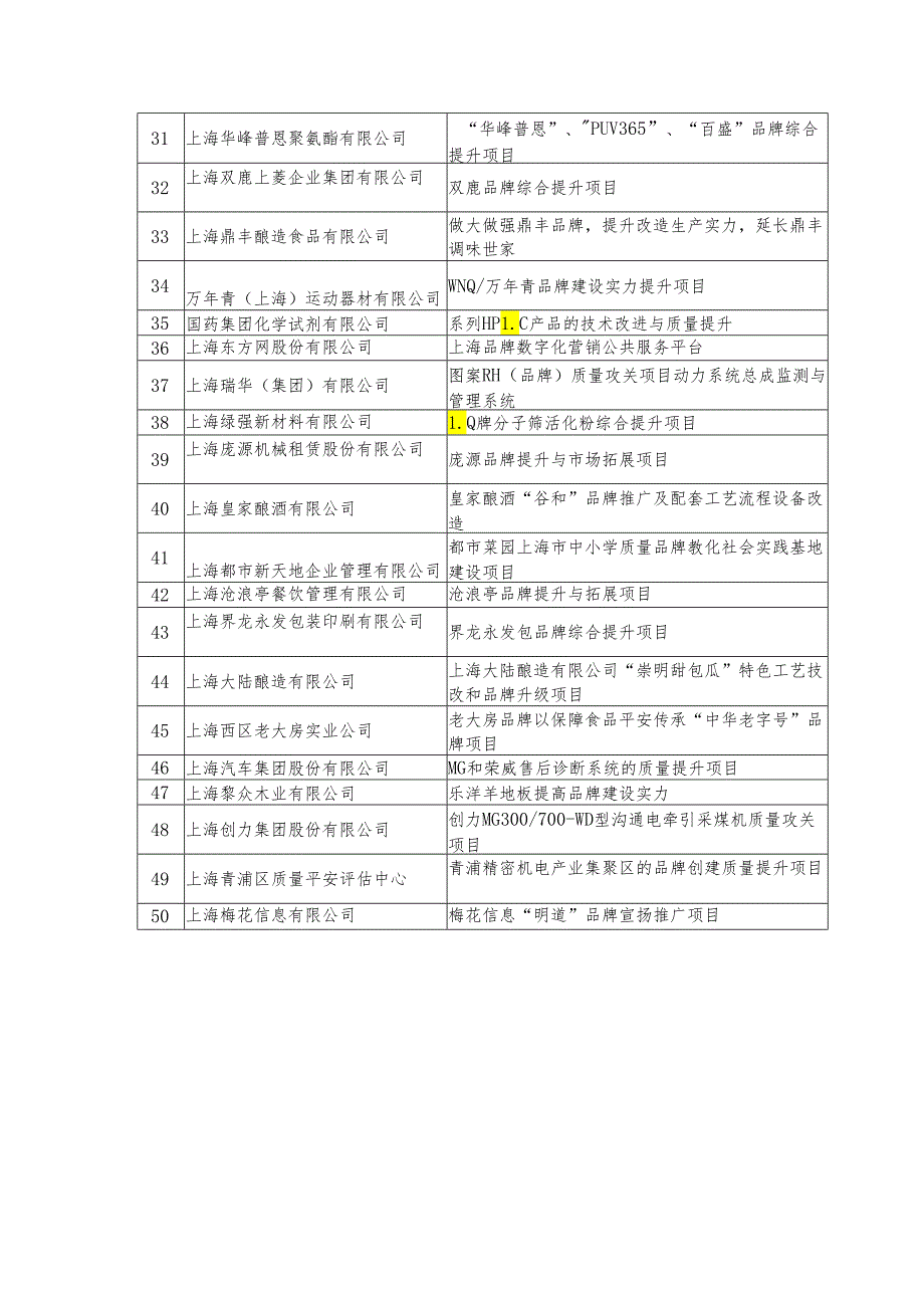 013年上海加快自主品牌建设专项资金拟支持项目.docx_第2页