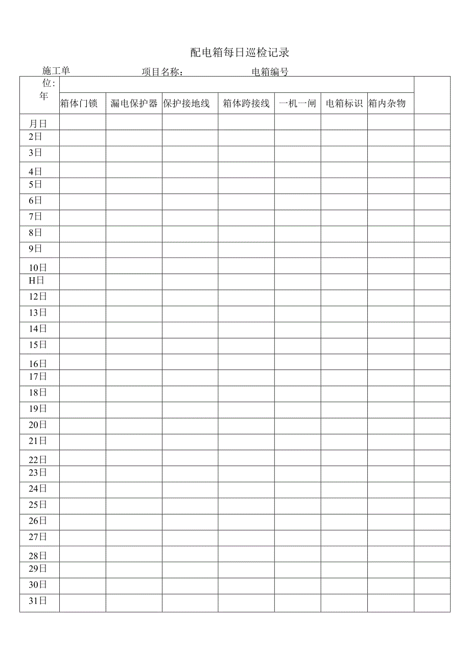 配电箱每日巡检记录.docx_第1页