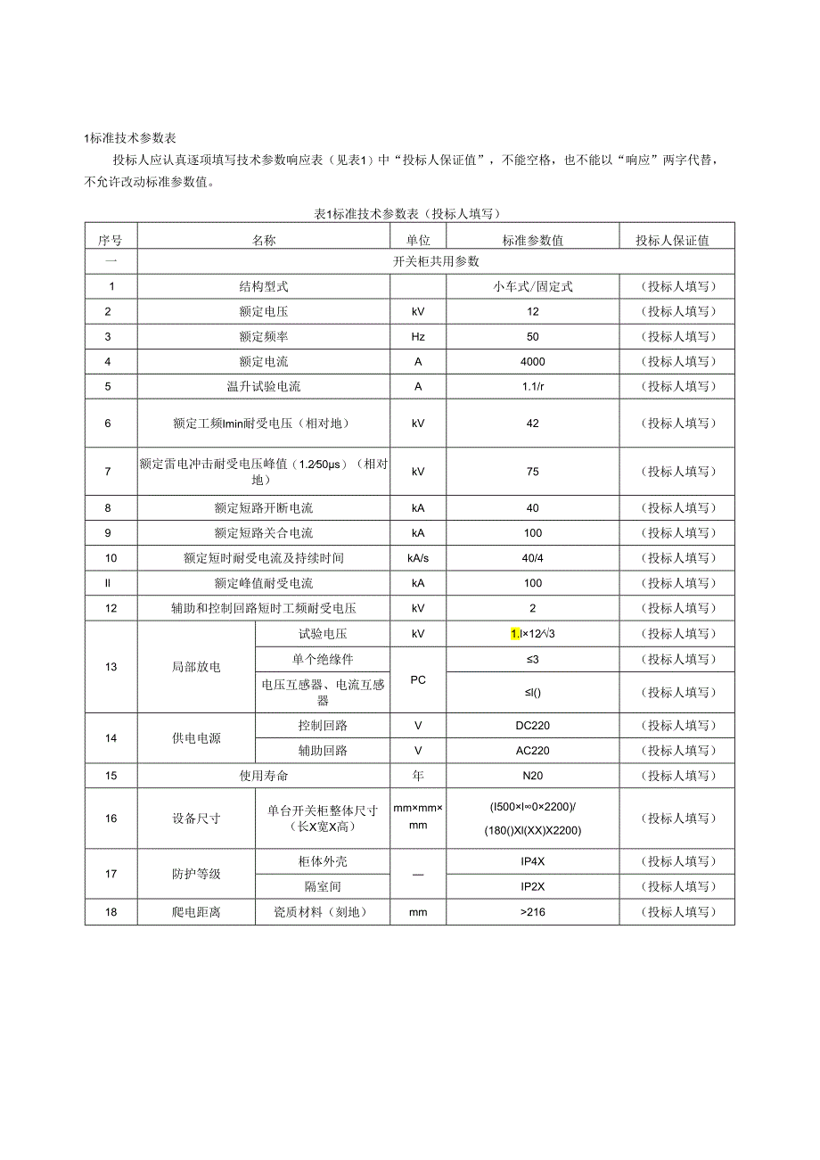 12kV-4000A-40kA开关柜技术规范专用部分.docx_第2页