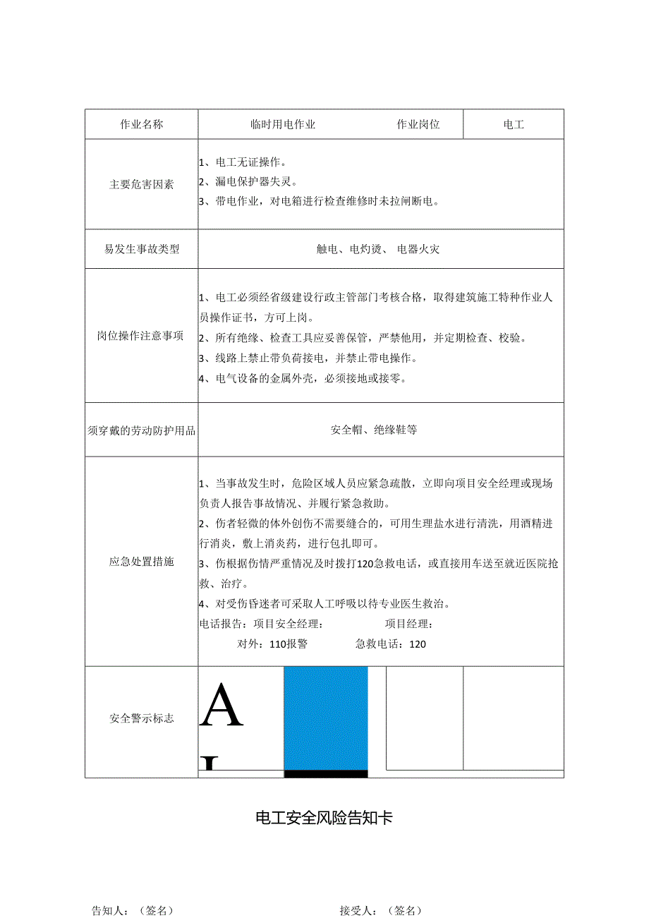 电工安全风险告知卡.docx_第1页