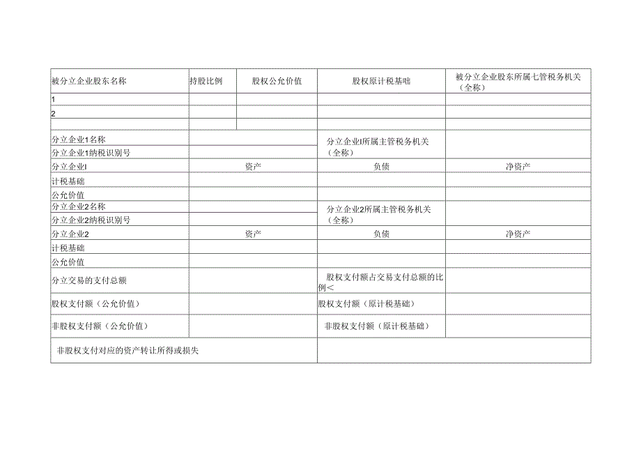 《企业重组所得税特殊性税务处理报告表(企业分立)》(附填表说明）.docx_第2页