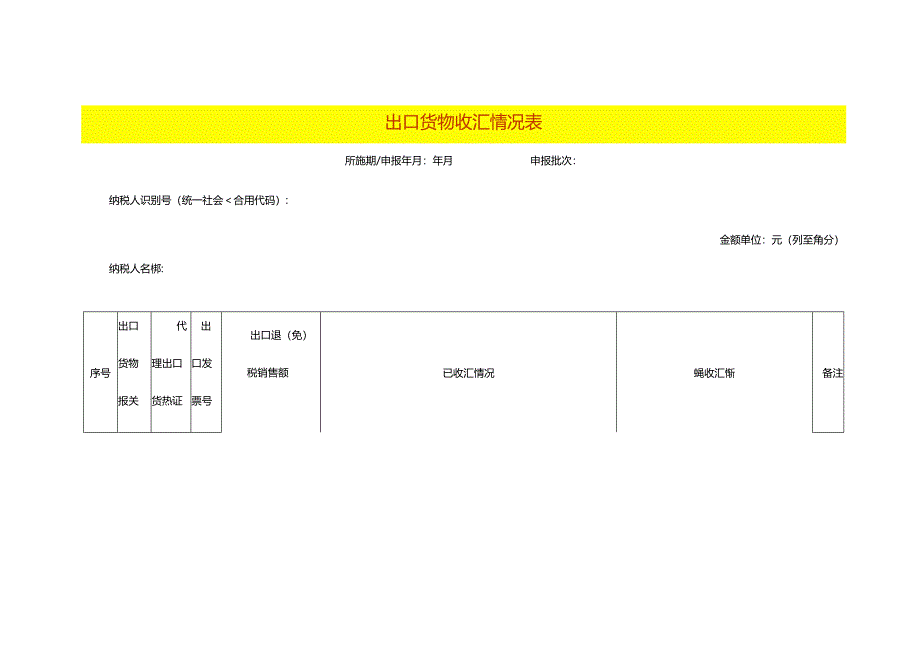 出口货物收汇情况登记表模板.docx_第1页