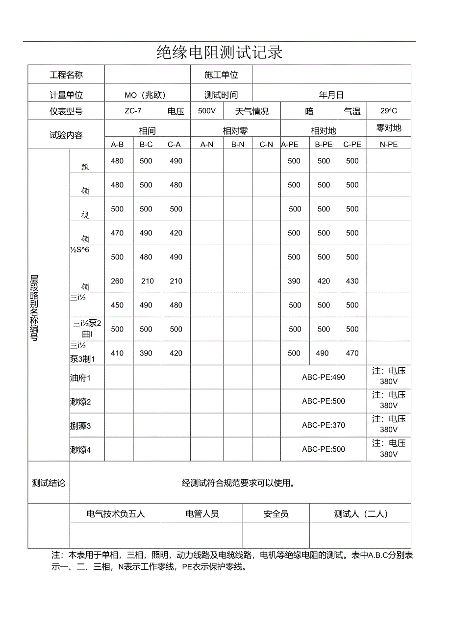 绝缘电阻检测记录表.docx_第2页