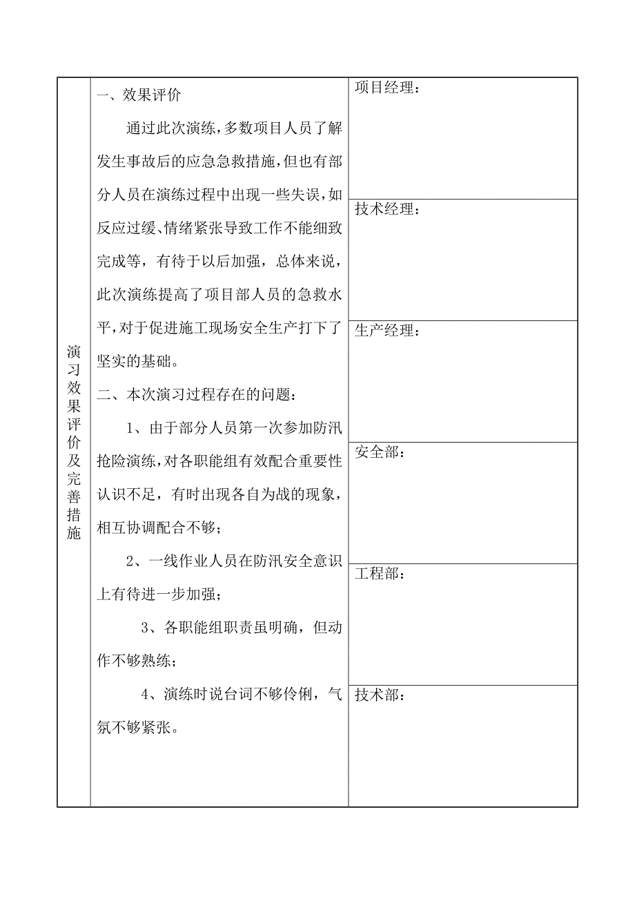 施工现场防暴雨事故应急救援演练演习记录表.doc_第3页