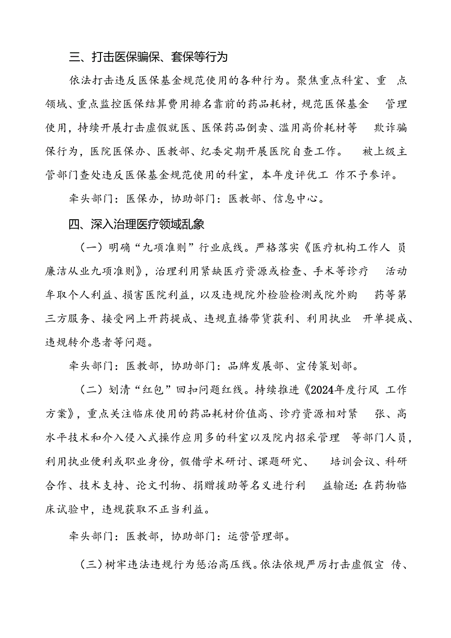 医院2024年预防和纠正医药购销与医疗服务中不正之风的工作方案.docx_第3页