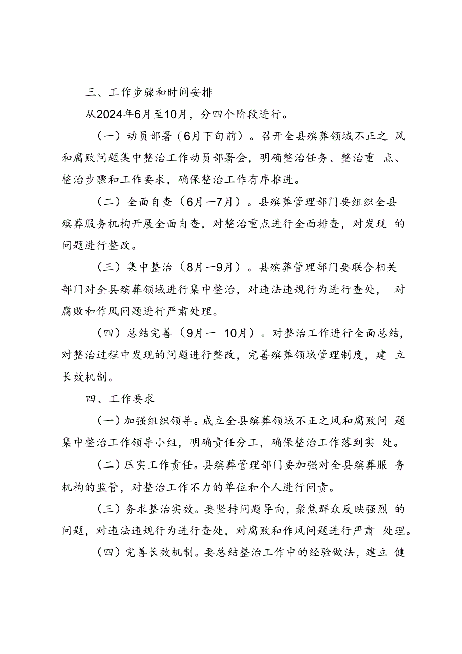 3篇 2024年县殡葬领域不正之风和腐败问题集中整治工作方案.docx_第2页