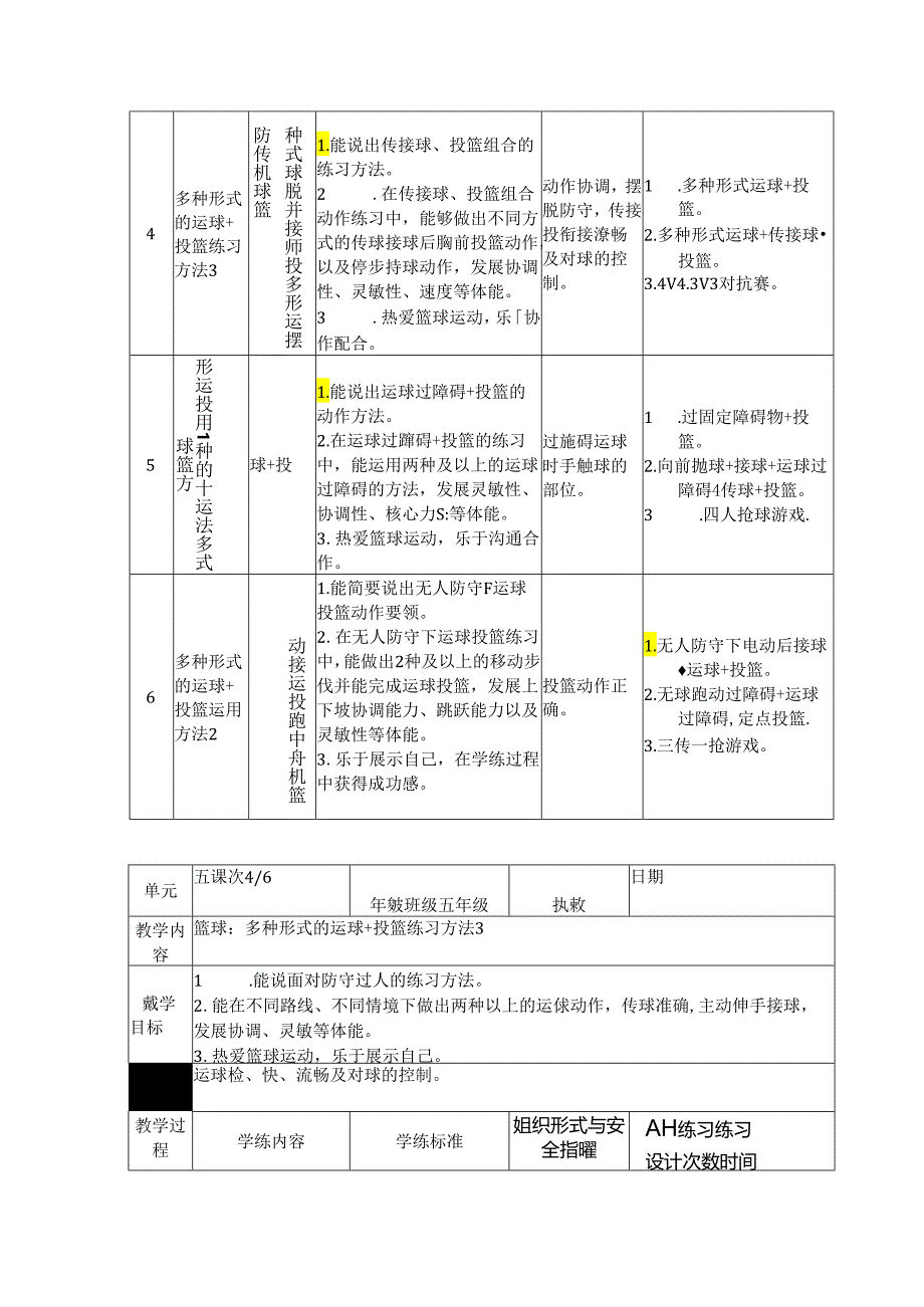 小学体育教学：《篮球：运球+投篮活动方法及运用》教学单元设计.docx_第2页