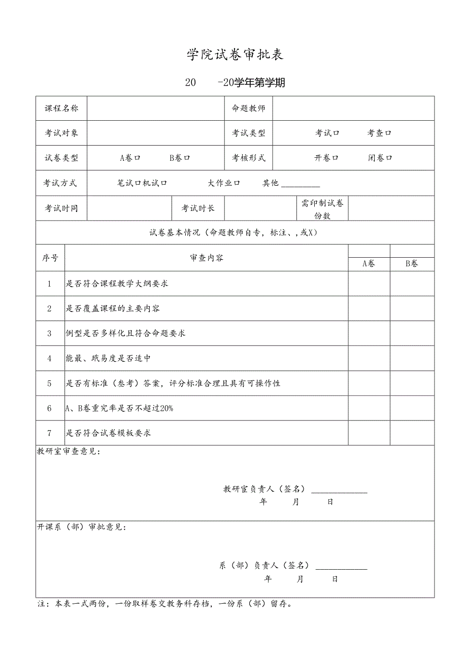 职业学院试卷审批表.docx_第1页