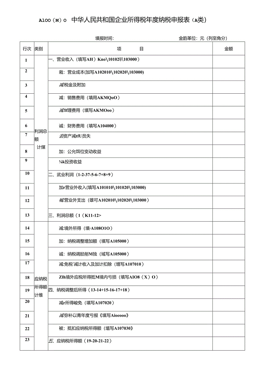 A100000中华人民共和国企业所得税年度纳税申报表.docx_第1页