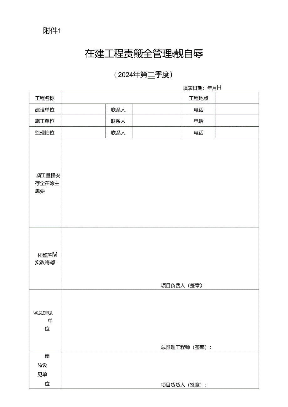 在建工程质量安全管理情况自查表.docx_第1页