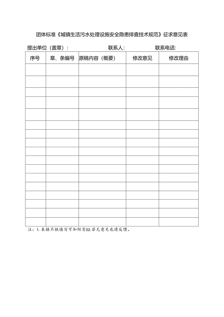 3.团体标准《城镇生活污水处理设施安全隐患排查技术规范》征求意见表.docx_第1页