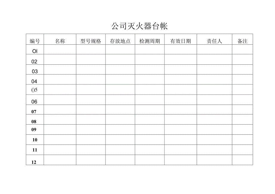 消防器材定期检验台账（公司灭火器管理台帐）.docx_第1页