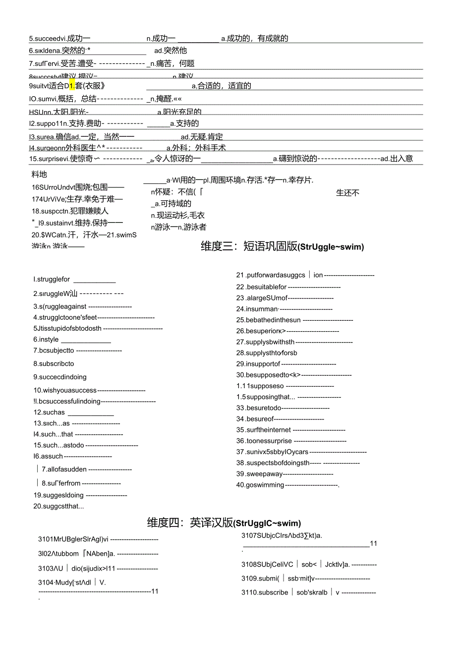 第63天 struggle~swim（词形转换+单句填空+熟词新意+China Daily原创语填）含解析.docx_第3页