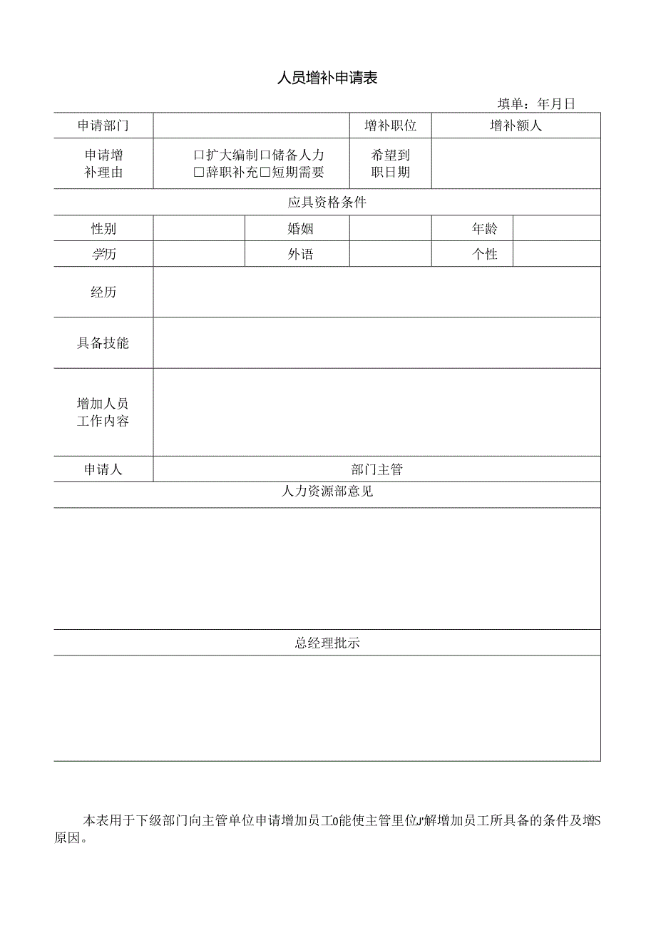 计划模版-人员增补申请表.docx_第1页