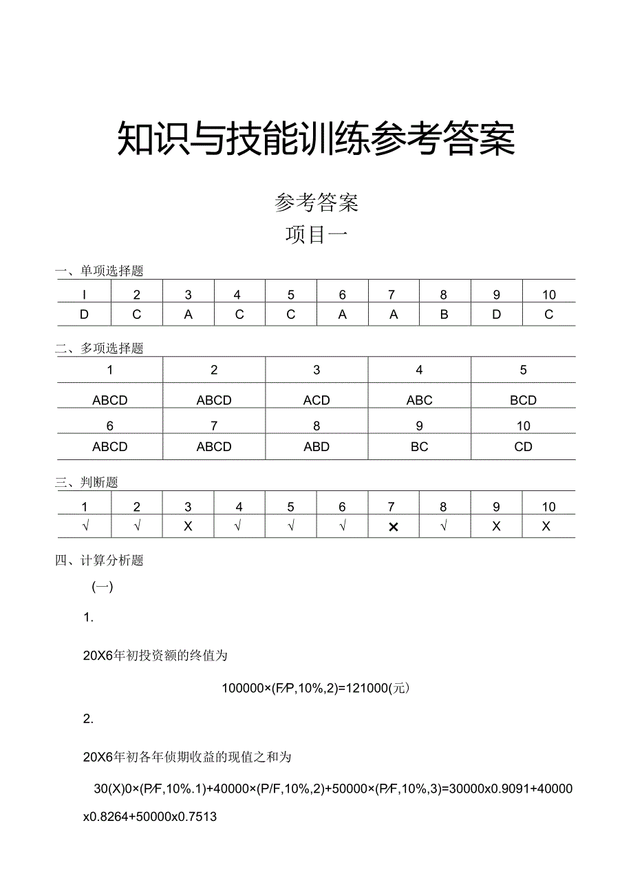 财务管理实务（第2版）习题答案.docx_第1页