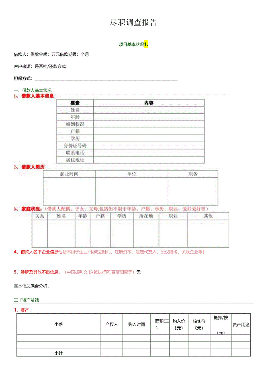 P2P尽调调查报告(模板1空表).docx_第1页