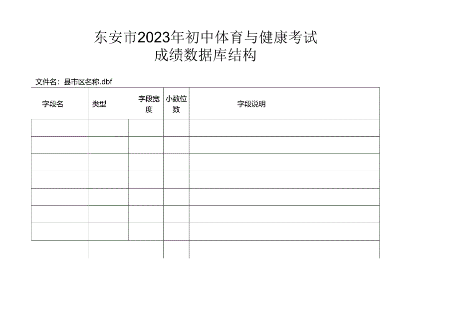 东安市2023年初中体育与健康考试成绩数据库结构.docx_第1页