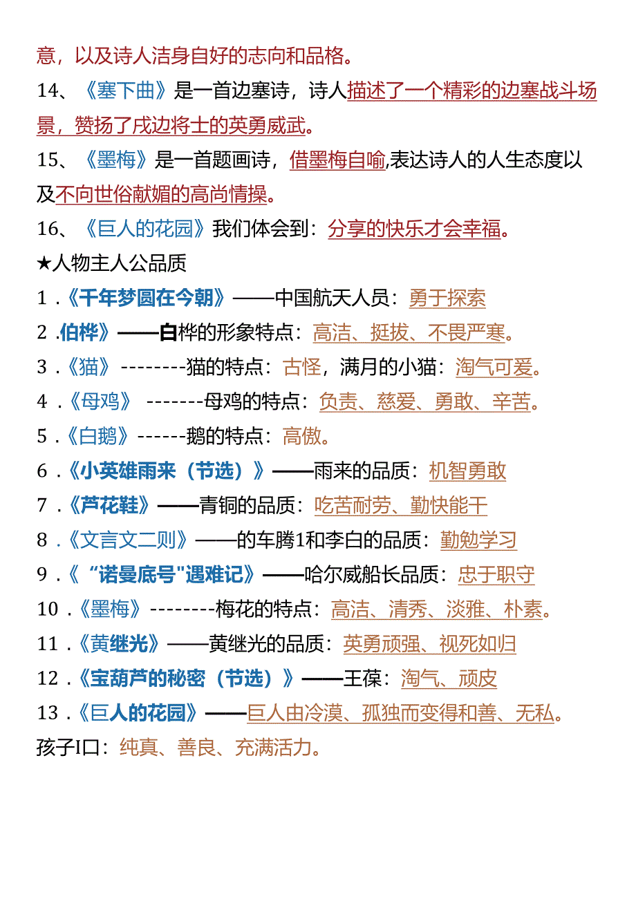 四年级下册课文道理及人物品质.docx_第2页