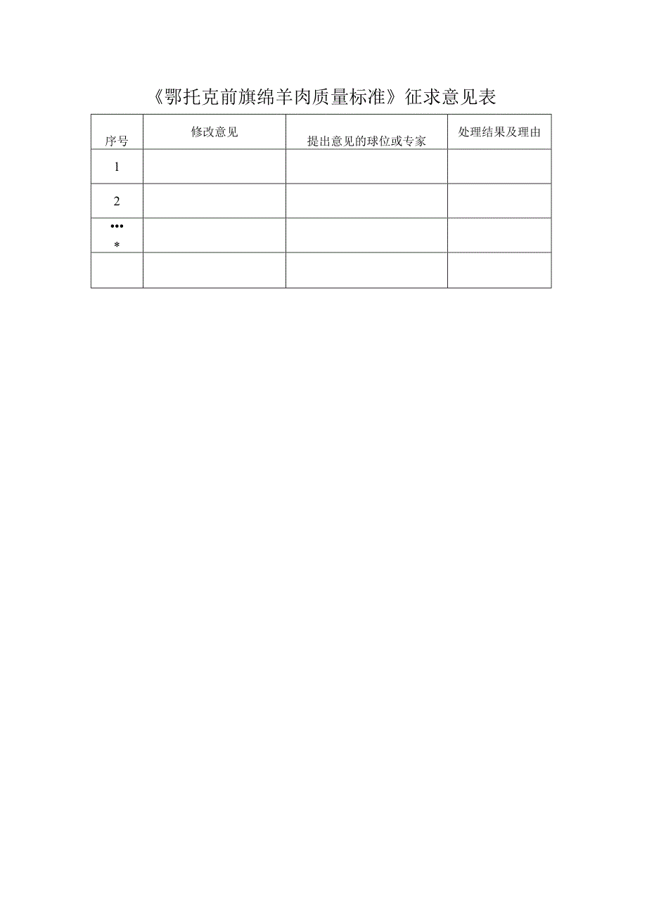 鄂托克前旗羊饲养管理技术规程征求意见表.docx_第1页