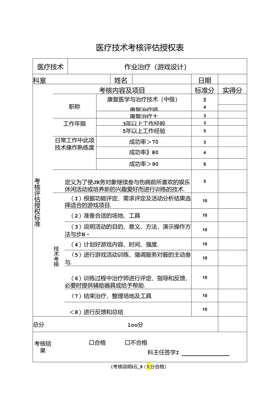 （作业治疗）医疗技术考核评估授权表.docx_第1页