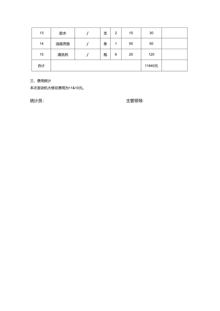 施工机械修理人工、机械、材料费用统计表.docx_第3页