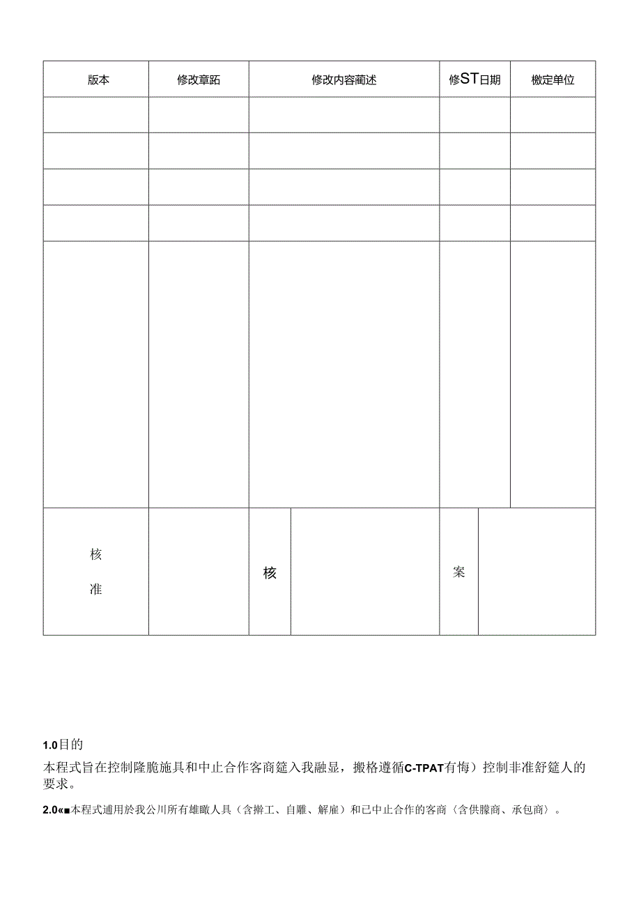 CTPAT离职雇员与终止合作商控制程序.docx_第1页