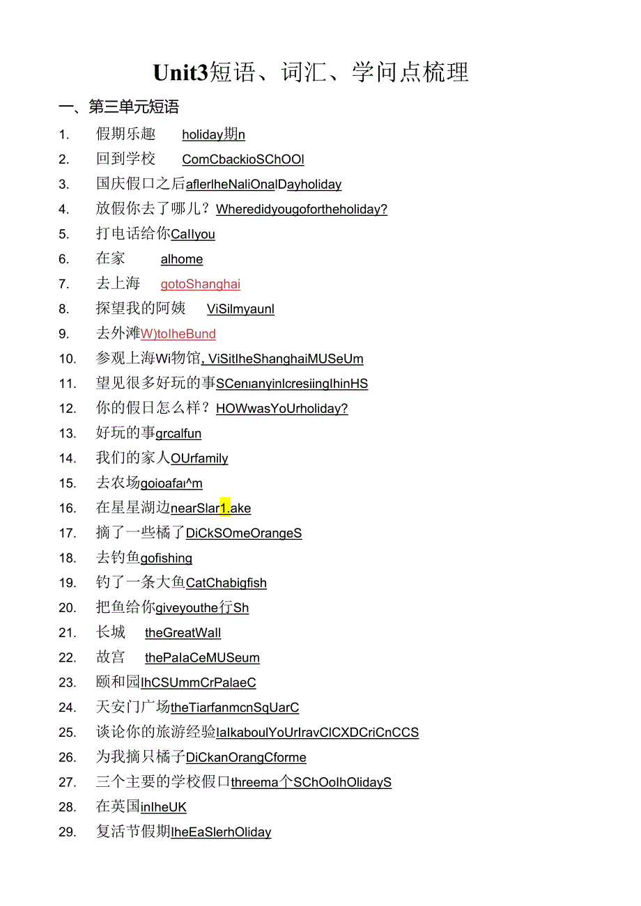 unit3 holiday fun知识点梳理.docx_第1页