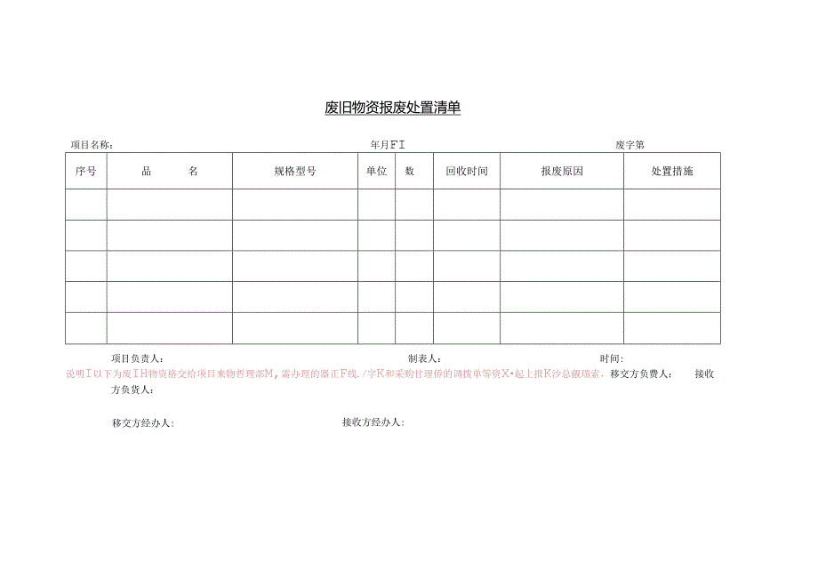 废旧物资报废处置清单.docx_第1页