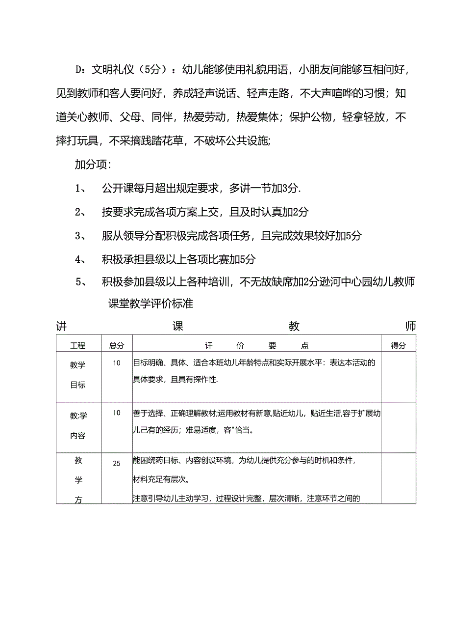 幼儿园教师每月考核和教学考核评价表细则.docx_第3页