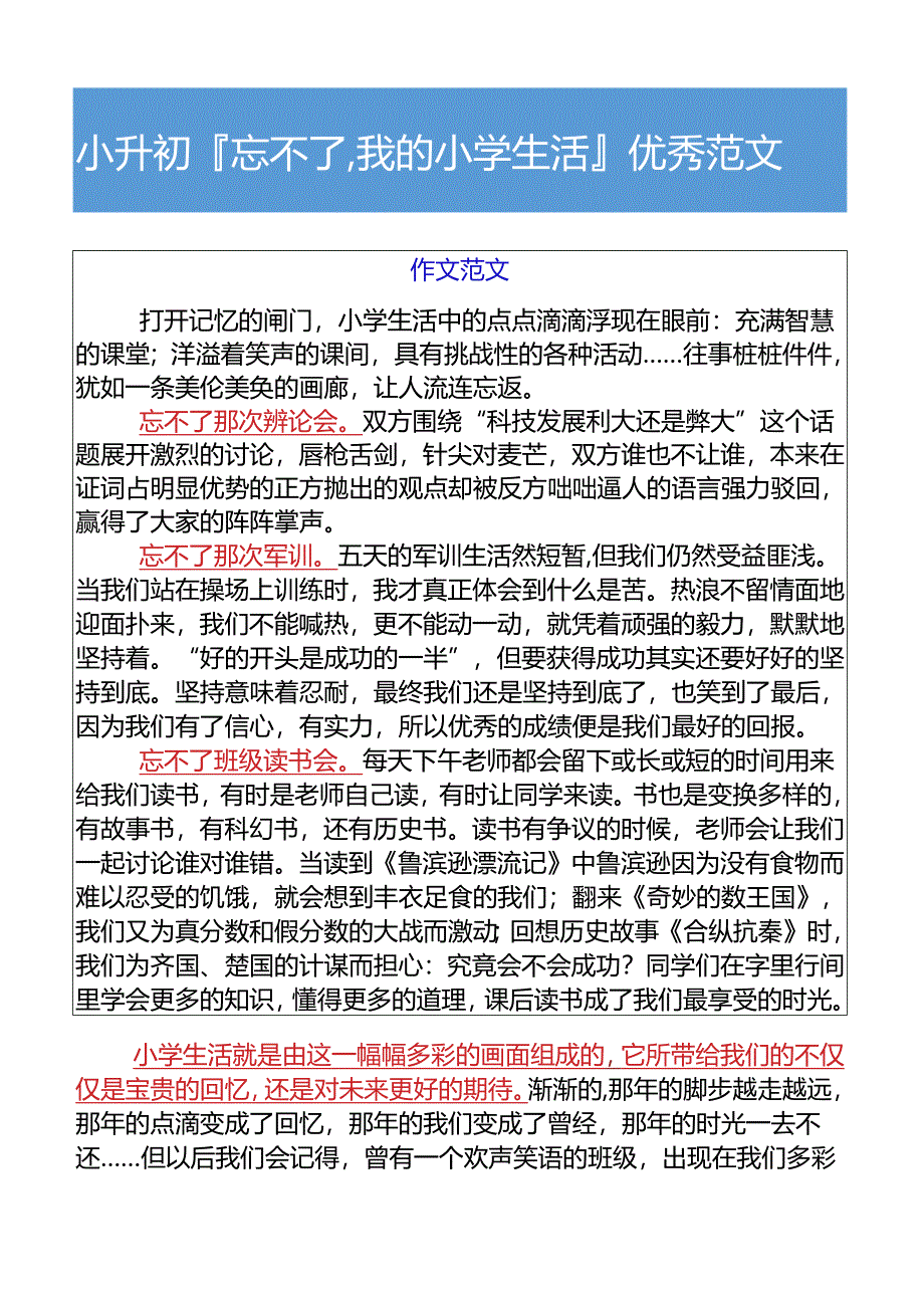 小升初忘不了,我的小学生活优秀范文.docx_第2页