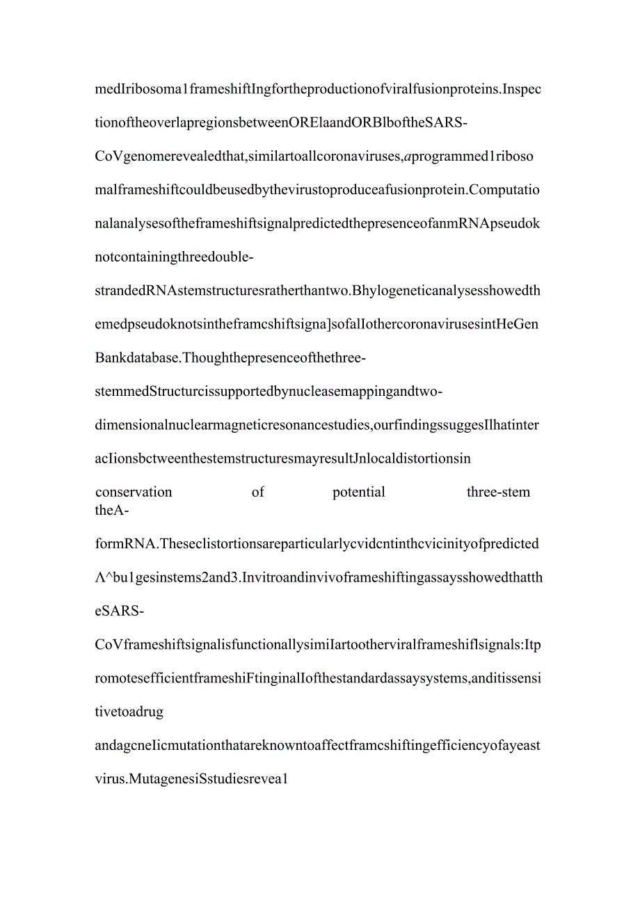 A Three-Stemmed mRNA Pseudoknot in the SARS Coronavirus Frameshift Signal.docx_第2页
