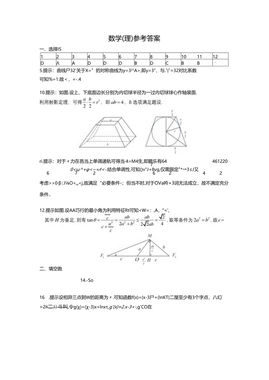 成都七中热身考试理科答案.docx_第1页