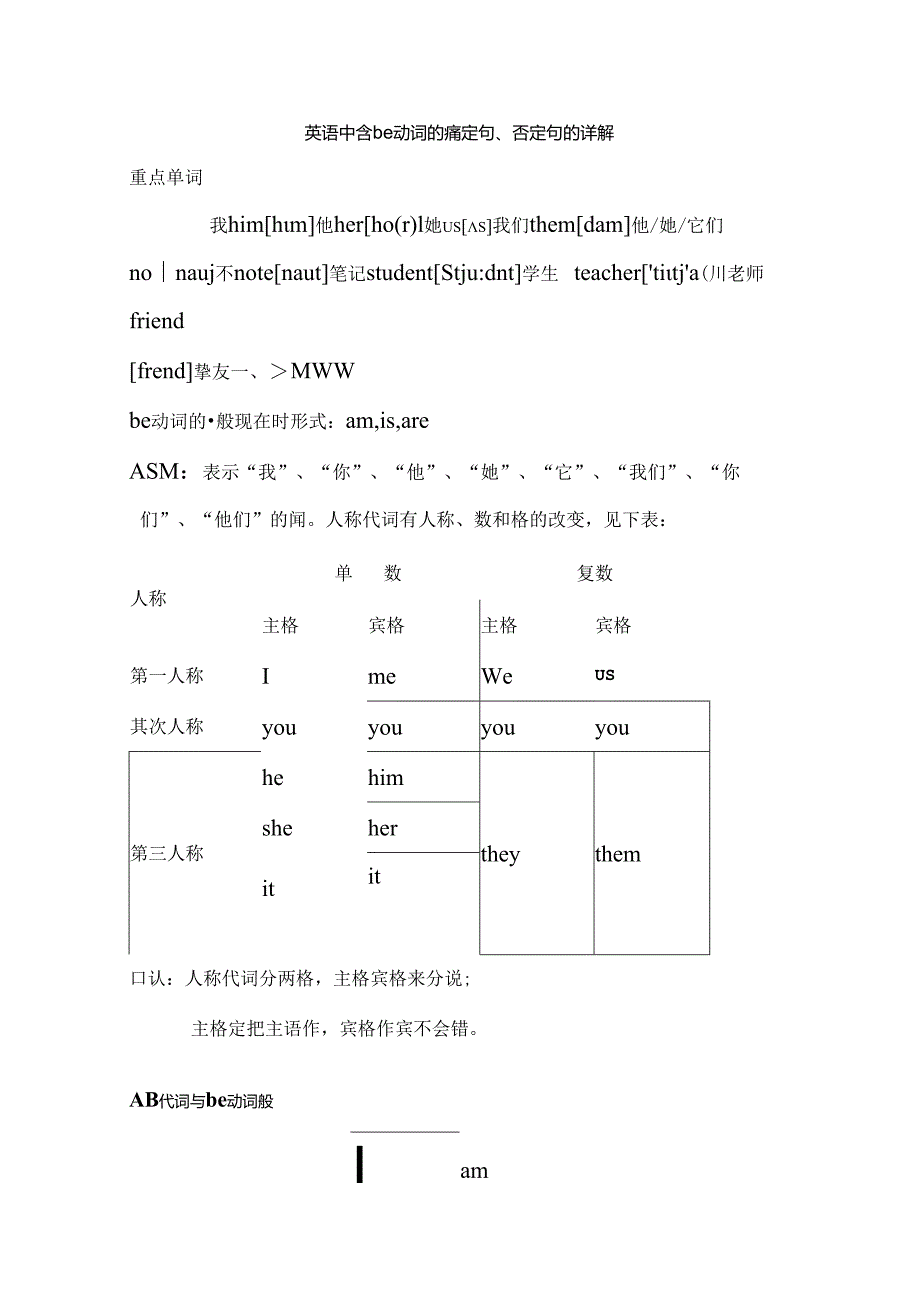 be动词的肯定句和否定句.docx_第1页