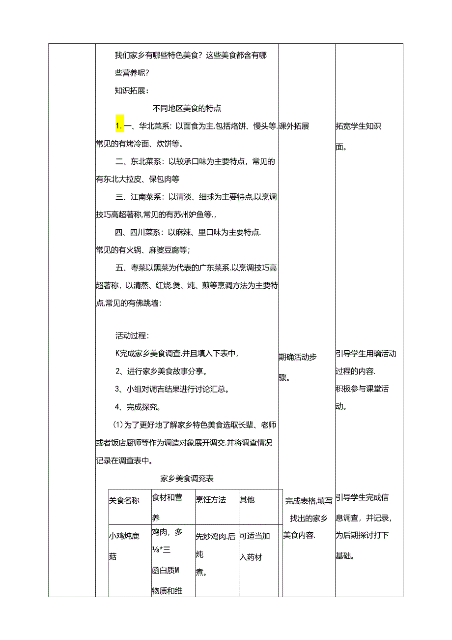 4.1美味吃出健康来活动一 探寻家乡特色美食 教案 辽海版综合实践活动七年级上册.docx_第2页