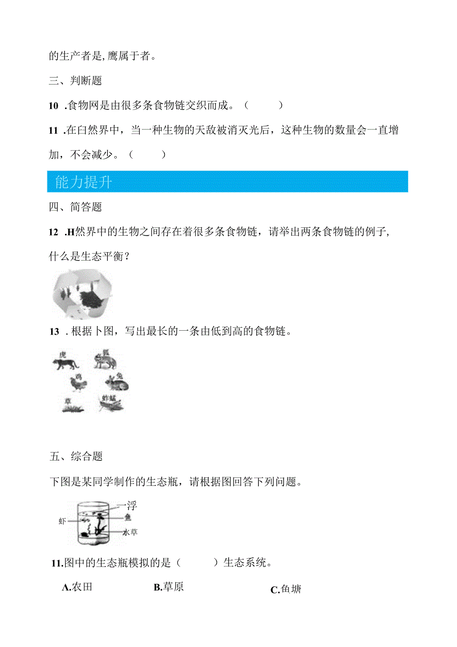 4.4 食物链 同步分层作业 科学五年级下册（大象版）.docx_第3页