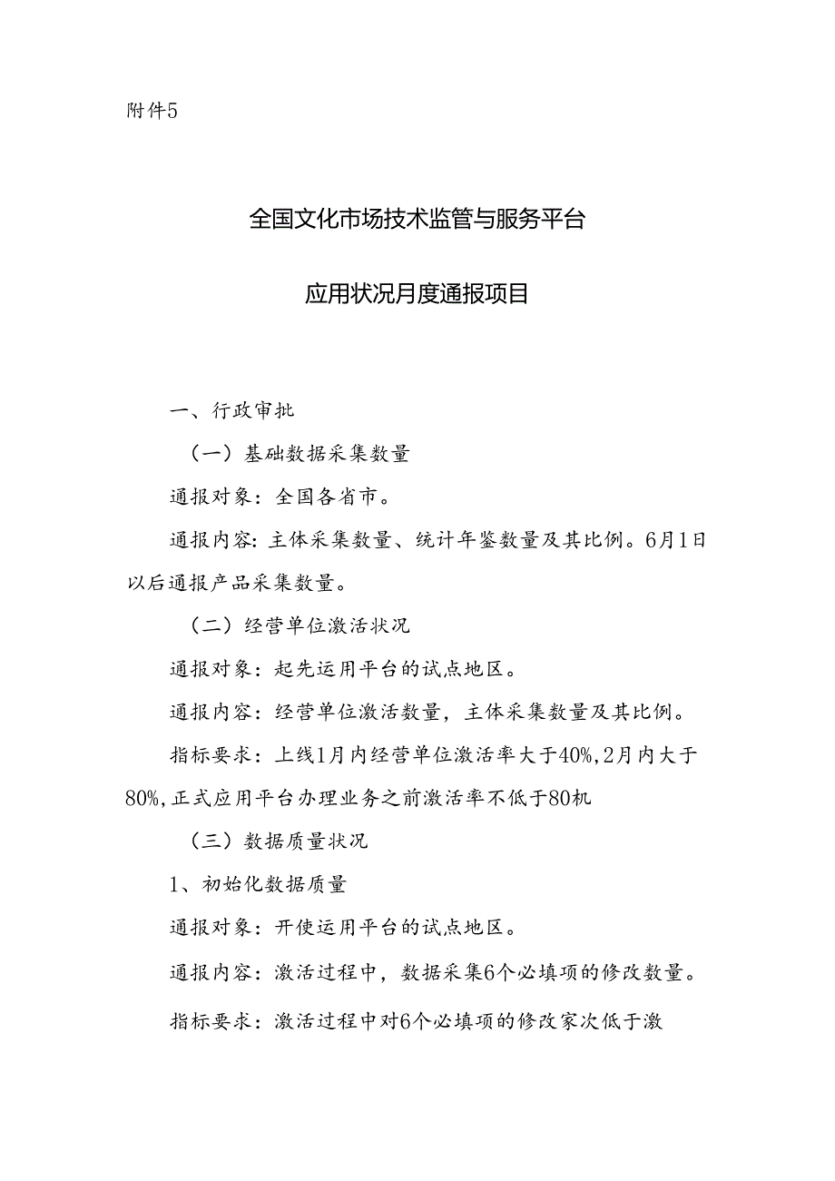 5全国文化市场技术监管与服务平台应用情况月度通报项目doc.docx_第1页