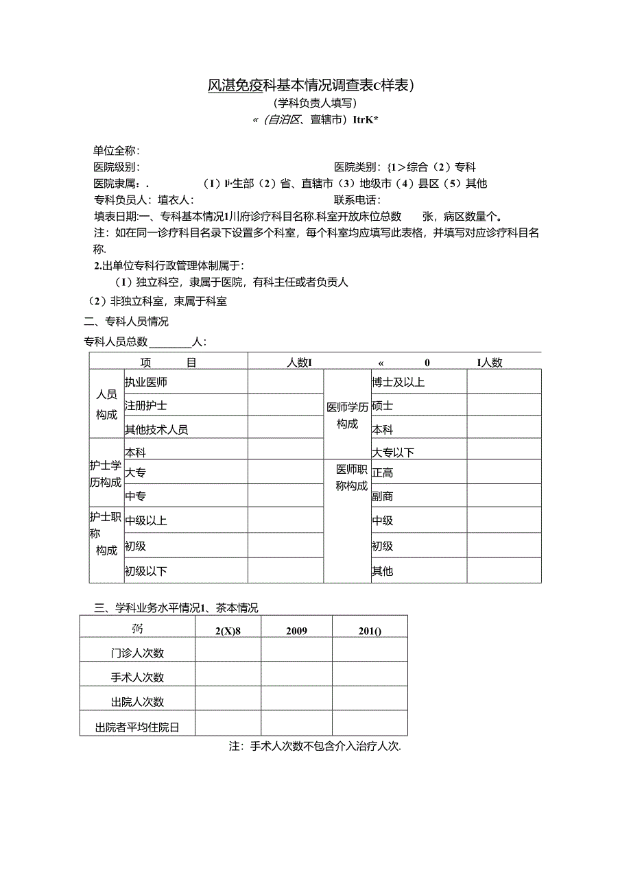 风湿免疫 科基本情况调查表.docx_第1页