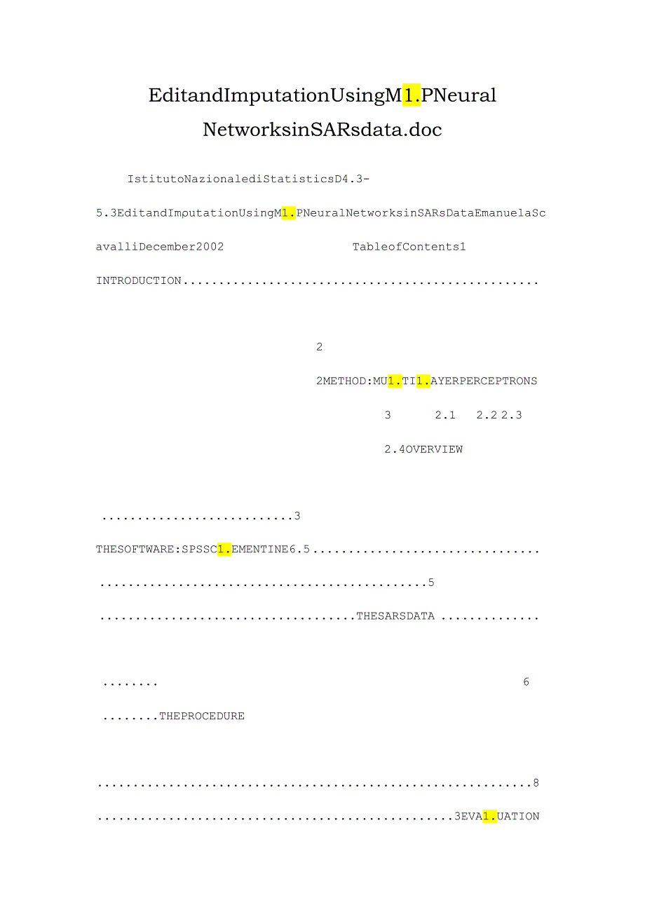 Edit and Imputation Using MLP Neural Networks in SARs data.docx_第1页